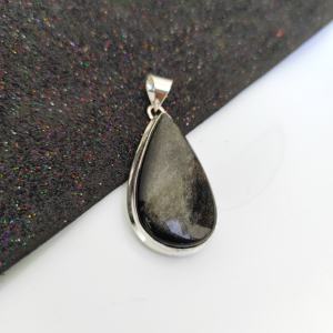 Gran oferta exclusiva colgante de obsidiana de brillo de plata Natural, collar de dijes de Plata de Ley 925, accesorios colgantes de moda para mujer - Product Image 4