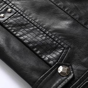 Blouson en cuir pour hommes vente en gros Bomber décontracté Zipper survêtement usine OEM - Product Image 6