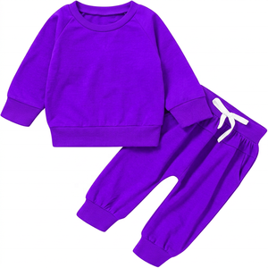 Survêtement en coton noir pour bébés garçons, col rond, manches longues, couleur unie, tenue décontractée d'automne, pantalon de jogging à taille élastique, longueur complète - Product Image 5