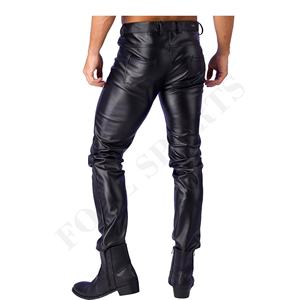 <b>Hot</b> Selling Leather <b>Pants</b> Top Quality Leather Men <b>Pant</b> Outdoor Solid Color Leather Casual men's <b>pants</b> straight curved striped - Product Image 2