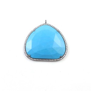 Impresionante Colgante Ovalado Chapado en Oro con Turquesa y Circonitas Cúbicas, con Dijes de Joyería de Moda Inspirados en la Cristiandad para Niños - Product Image 2