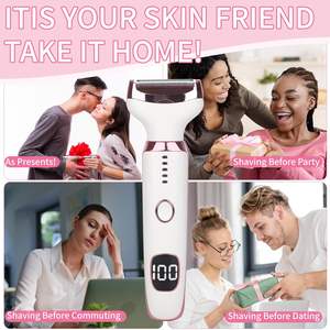 Maquinilla de Afeitar Eléctrica para Mujer y Hombre, 4 en 1, Inalámbrica, para Uso en Seco y Húmedo, con Pantalla LED y Doble Cuchilla, Resistente al Agua, para un Afeitado Suave - Product Image 2