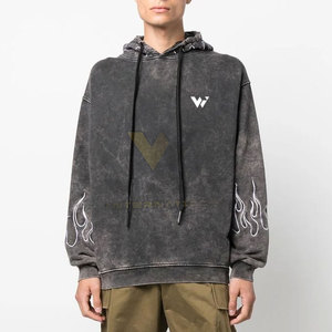 Sudaderas con capucha de lavado ácido para hombre de secado rápido ligero de alta calidad patrón sólido de invierno teñido liso en Stock - Product Image 2
