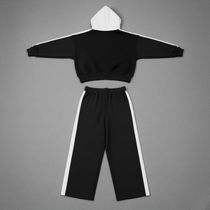 Custom Made 100% Cotton Color Block Baggy Sweatpants & Zip Up Hoodie Set Custom Embriordery logo Breathable Tracksuit - Product Image 5