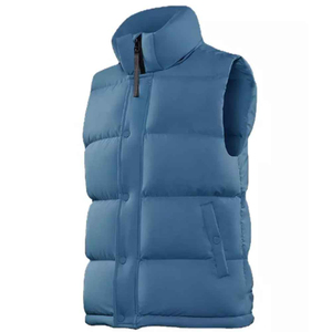 Vestes imperméables pour hommes Logo personnalisé automne col rabattu matelassé rembourré gilet bouffant respirant fermeture éclair à capuche écologique - Product Image 1