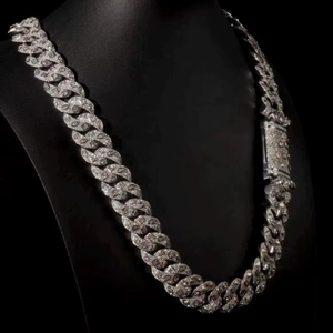 Chaîne à maillons cubains Moissanite plaquée rhodium 15mm, cadeau de mariage pour hommes, bijoux glacés style Hip Hop en argent sterling 925 - Product Image 2