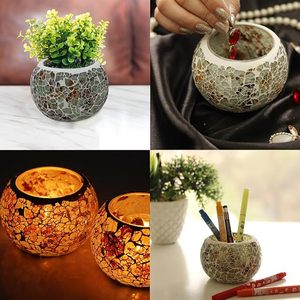 เชิงเทียนโมเสคทำด้วยมือที่ใส่เทียนที่มีสีสันสำหรับเป็นของขวัญคริสต์มาสตามต้องการ - Product Image 6