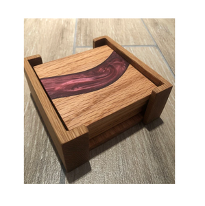 Dessous de verre en bois et en résine de conception populaire brillant poli forme ronde 4 pièces ensemble fait à la main top vente - Product Image 3