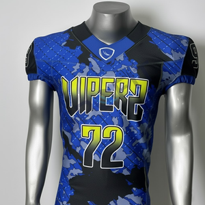 Maillot de football américain à manches courtes à séchage rapide personnalisé OEM impression par sublimation logo personnalisé tissu respirant évacuant l'humidité - Product Image 3