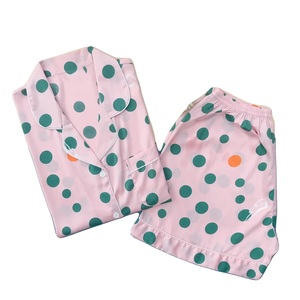 Printing Heart Home Wear Women's Spring and Summer Turn -down Sleeve Silk Pajamas Casual Pajamas Set Made in Vietnam - Product Image 3