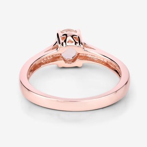 Anillo de Morganita Durazno Genuina con Baño de Oro sobre Plata de Ley, Corte Ovalado Vintage para Mujer, Regalo para Boda/Fiesta - Product Image 5