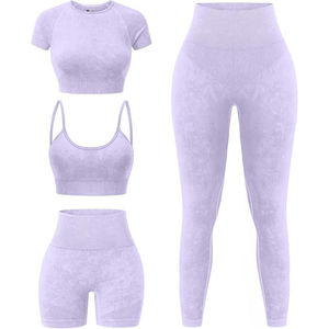 Conjunto de Yoga de Compresión para Mujer, Hecho a Medida, de Nailon y Elastano, Ropa Deportiva Activa para Gimnasio, Ropa Deportiva sin Costuras para Entrenamiento - Product Image 1
