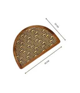 Ensemble de plateaux en bois imprimé en émail fait main de style Art déco avec design botanique pour restaurant, hôtel et maison. - Product Image 2