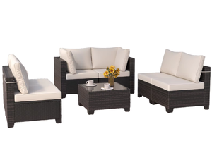 Conjunto de Muebles de Jardín de Hierro de 4 Piezas, Moderno y de Lujo, Fabricado en Turquía, Cómodo, Portátil, de Alta Calidad, para Sala de Estar o Escuela - Product Image 1