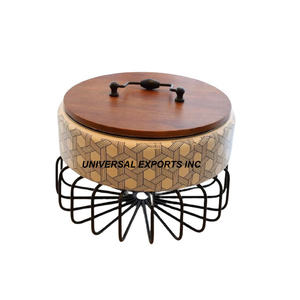 Pegatina Diseño Metal Hotpot Con Tapa De Madera Forma Redonda Diseñador Cazuela Clásico Elegante Lujo Metal Calentador De Alimentos - Product Image 1