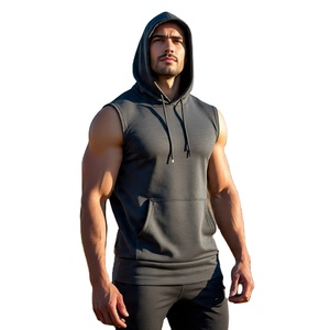 Débardeur sans manches à capuche Muscle Fit Hommes Athlétique 100% Coton Stringer Débardeur à capuche Hommes Workout Fitness Débardeur - Product Image 3