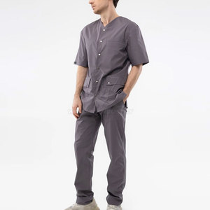 Slim Fit Men's <b>Scrub</b> <b>Sets</b> with Pocket Design Breathable Polyester/Cotton Fabric for Long Hospital Shifts - Product Image 2