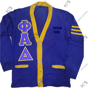 Custom sorority and fraternity Women Sweater Knitted Varsity <b>Purple</b> and yellow <b>Cardigans</b> V-neck sweaters for Woman embroidery - Product Image 6
