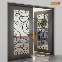 Portes principales en fer forgé TTD, portails extérieurs, taille personnalisée, design d'entrée étanche, garantie de 3 ans, style postmoderne pour la maison