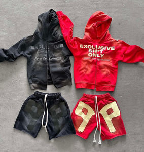 Ensemble de survêtement vintage pour homme avec logo personnalisé, sweat-shirt et short de haute qualité, lavage à l'acide, streetwear, impression sérigraphique - Product Image 1