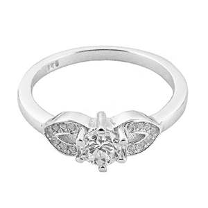 "Romantic Rhodium-Plated 925 Silver Diamond <b>Ring</b> for Women's Engagement or Promise Gift" - Product Image 1