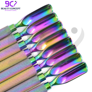 Poussoir à cuticules à double extrémité finition arc-en-ciel en acier inoxydable de la plus haute qualité Faites vos propres poussoirs à cuticules les plus récents - Product Image 5