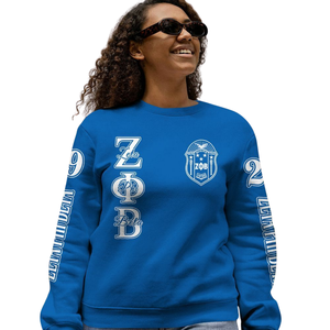 Sudadera con Cuello Redondo Zeta Phi Beta para Mujer, Ropa Griega de 1920, Sudadera Azul Bordada de la Hermandad - Product Image 5