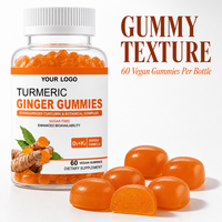 Gummies au Curcuma et au Gingembre Marque Blanche Faible MOQ Sans Sucre 60 Pièces