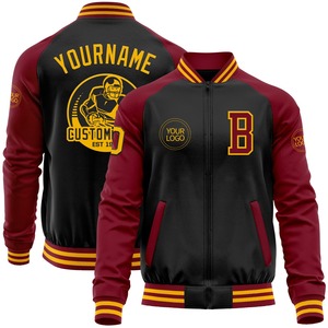 Directo industria venta al por mayor casual invierno personalizado negro blanco bombardero Varsity Letterman cremallera chaqueta - Product Image 6