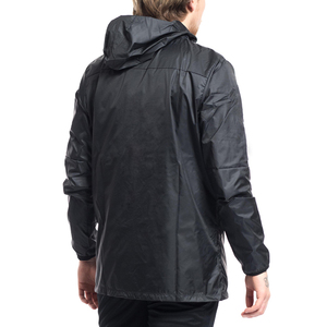 Veste coupe-vent imperméable pour homme, à capuche, en polyester 100%, noire, personnalisée, professionnelle, bon marché, en gros - Product Image 2