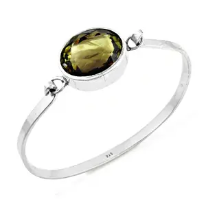 925 <b>Silver</b> Citrine Crystal <b>Bangle</b> <b>Bracelet</b> Elegant Gemstone Jewelry Gift - Product Image 2