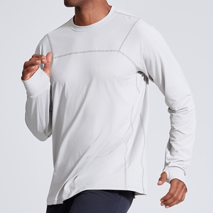 Chemises de sport à manches longues pour hommes avec trou pour le pouce, de qualité, confortables et respirantes, avec poche - Product Image 3