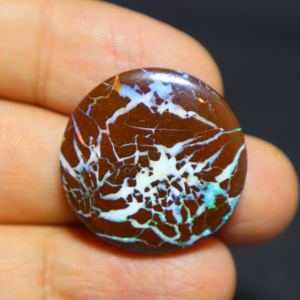 Cabochon d'opale de roche australienne de 52.00 carats pierres précieuses d'opale de Koroit brun chocolat naturel et violet pierres précieuses en vrac - Product Image 1