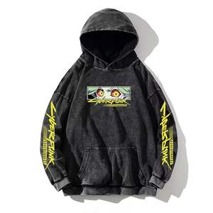 เสื้อฮู้ดฟอกสีพิมพ์ลายลำลองสำหรับผู้ชายมีผ้าฝ้ายทรงหลวมใส่ได้ทั้งชายและหญิง - Product Image 5