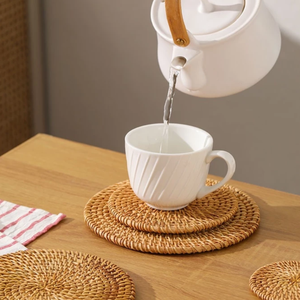 Assiette en osier à motif floral, écologique, réutilisable, tissage naturel, fabriqué au Vietnam - Product Image 5