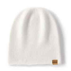 <b>Cashmere</b> <b>Beanies</b> With Suede Tag Custom Warm Knitted Hats for men - Product Image 1