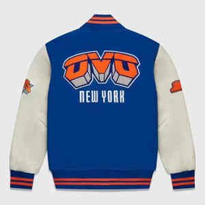 OEM chaqueta de béisbol Letterman Varsity Bomber para hombre personalizado Chenille bordado parches en tela con capucha mangas de cuero - Product Image 2