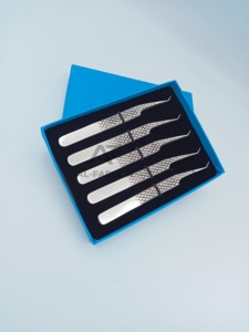 Silver Polish 45 Degree Eyelash Extension <b>Tweezers</b> Professional Diamond Grip Pointed Tip Wholesale Low MOQ Volume Lash <b>Tweezer</b> - Product Image 3