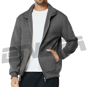Mens casual jacket with stand collar lightweight and long design in grey perfect for daily streetwear <b>work</b> travel layering - Product Image 1