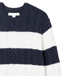 Men's Casual Cable Knit Pullover Sweater Solid Breathable Long Sleeve Drop Shoulder Crewneck Design Winter Season Printed - Product Image 4