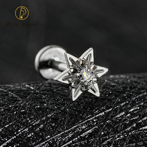 ASTM F136 Hilo interno de titanio Hexagrama CZ Cluster Cartílago Pendiente Mini CZ Labret Tragus Helix <span class=keywords><strong>Medusa</strong></span> Flat Back <span class=keywords><strong>Piercing</strong></span> - Product Image 5