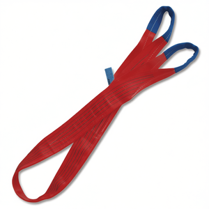 Eslinga de elevación de 5t, roja, de doble capa, con correas planas y bucles reforzados, de poliéster (PES) de alta tenacidad, para embalaje. - Product Image 2