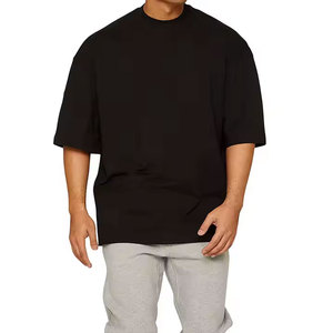 T-shirt da uomo in cotone tinta unita <span class=keywords><strong>nera</strong></span> manica corta Casual ampia oversize di alta qualità da uomo camicie con Design termico personalizzate