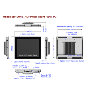 Bảng điều khiển gắn máy tính công nghiệp với cảm ứng pcap - Product Image 3