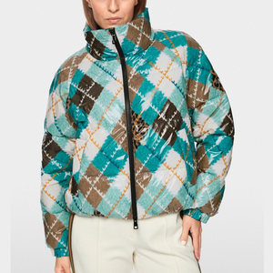 Chaqueta Deportiva Acolchada para Exteriores Ayat |   Estampado Acolchado de Argyle/Tartán para Mujer |   Cuello alto, cierre de cremallera |   Mezcla de Poliamida - Product Image 1