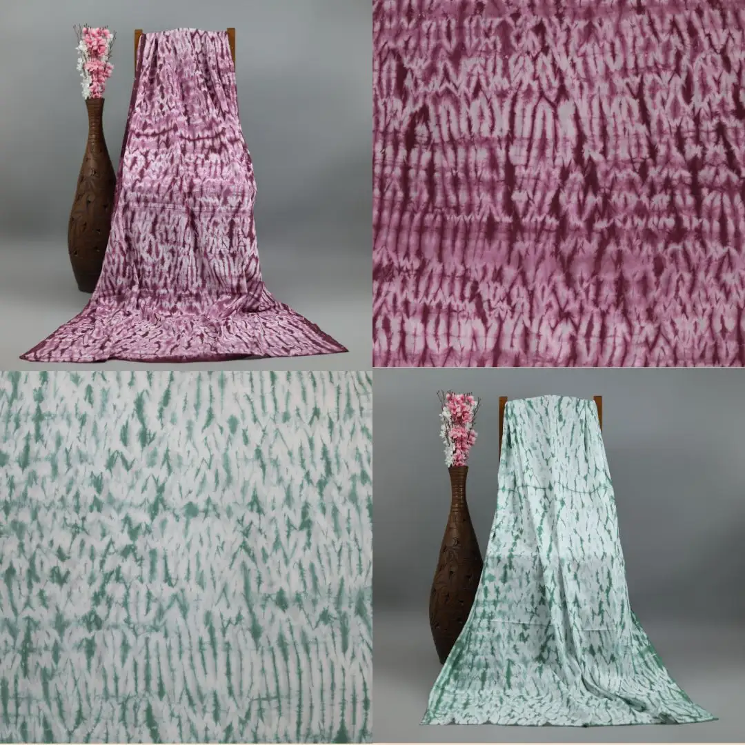Tessuto traspirante rosa cotone Tie Dye morbido Shibori Designer materiale per abito da sposa o decorazione per la casa tenda tema decorativo