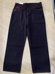 Pantalones de mezclilla negros Jean para pantalones vaqueros unisex Venta al por mayor Ropa de marca Lavada Cintura alta Diseñador de moda de alta calidad - Product Image 3