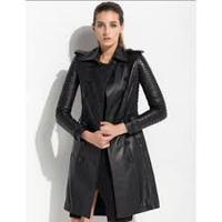 Nouvelle Collection Hiver 2022 : Manteau en Jean Élégant à Double Boutonnage avec Col Montant en Cuir, Doublure Polaire, Style Vintage, Ceinture pour Femme