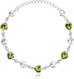 Forme de coeur 925 argent Sterling péridot pierres précieuses fait à la main Bracelet en argent fin bijoux 925 estampillé bijoux en argent Sterling - Product Image 6