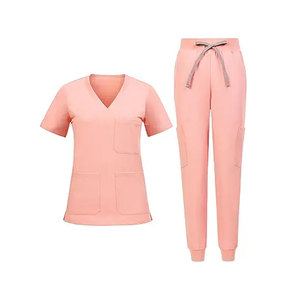 Conjunto de Uniformes Médicos para Mujer, Ajuste Cómodo, Duradero, de Lona de Algodón y Poliéster, Uniforme de Enfermera con Detección de Agujas para Hospital y Clínica - Product Image 1